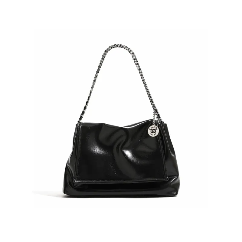 TTaG．baG Microfiber Leather Shoulder Bag Handbag Women's Silver/Ecru/Black-7