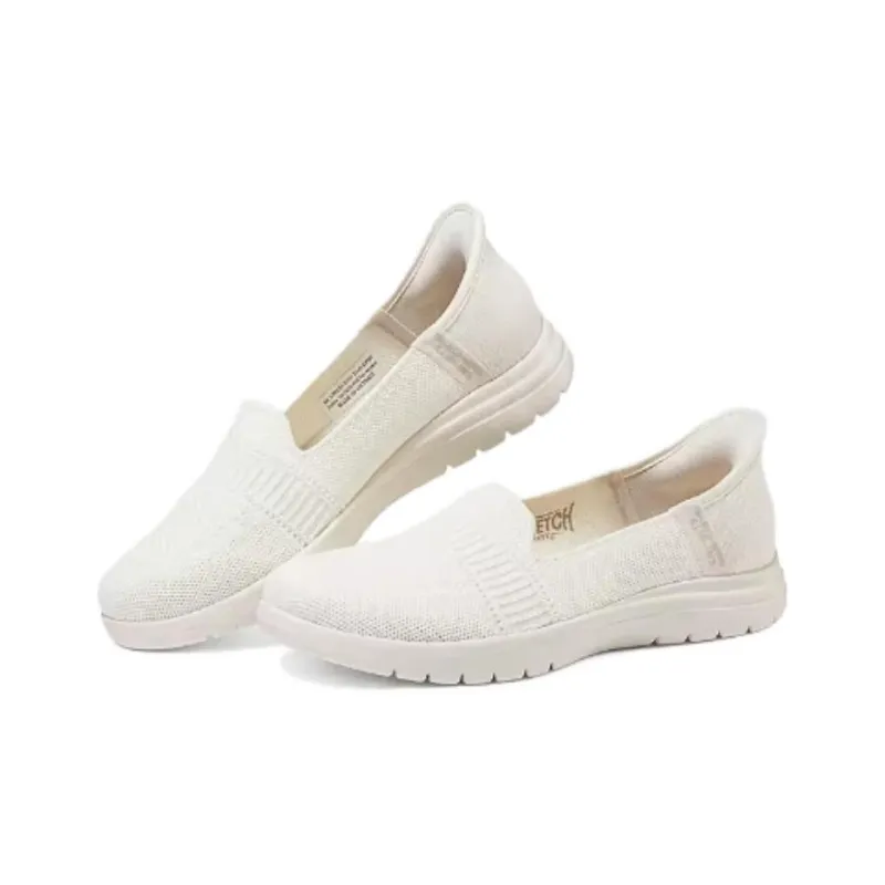 Skechers Slip Ins Wear Resistant Support Lightweight Low Top Casual Shoes Women's White-3