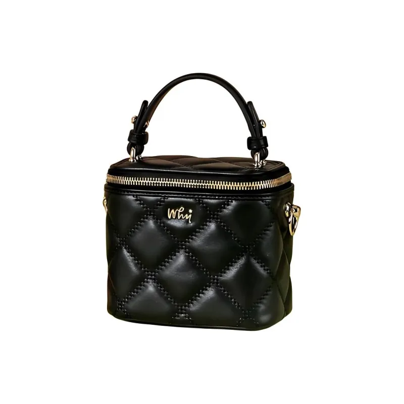 Why Cow Leather Shoulder Bag, Crossbody Bag, Handbag Mini Women's White/Black/Hyacinth Purple-9