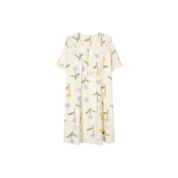 H YXIANG Nightgown Women's Apricot