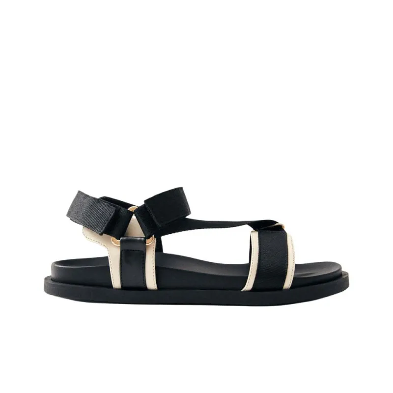 ALOHAS Indigo Strap Sandals Women's Black White-1