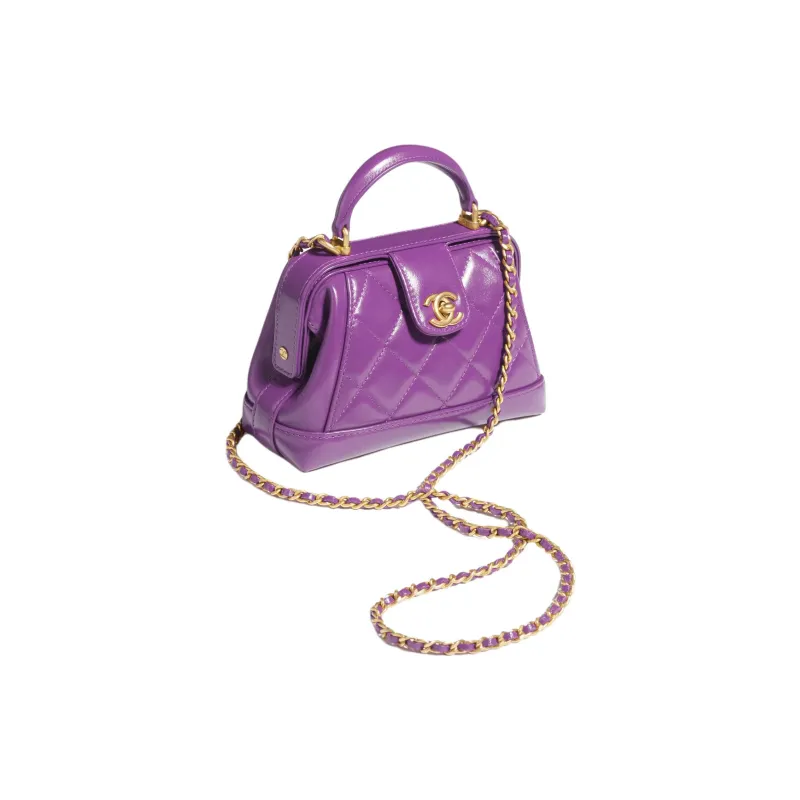CHANEL Polished Lambskin Portable Crossbody Bag, Shoulder Bag Mini Women's Purple-1