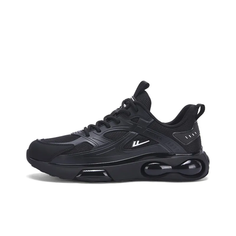 Warrior Cushioning Lightweight Height Increasing Low Top Casual Running Shoes Men's Black White-0