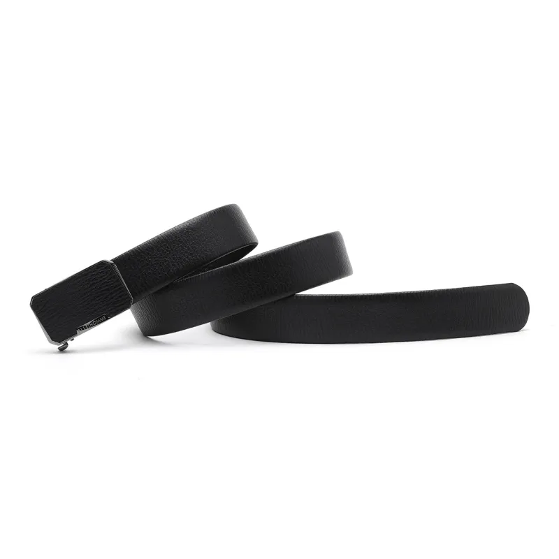 ELLE HOMME Automatic Buckle With Leather Steel Buckle Trendy Top Grain Cow Leather Belts Men's Black Width 3.7cm-6