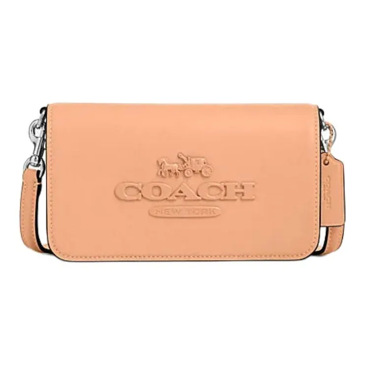 COACH Cow Leather Shoulder Bag, Crossbody Bag Trumpets Women's Fade Rouge Pink-0