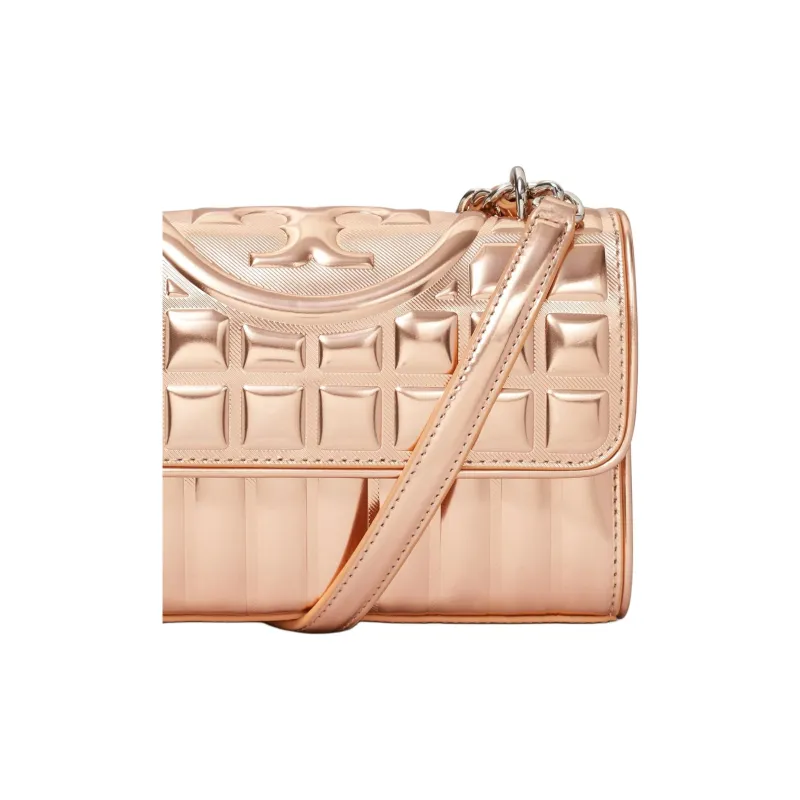 TORY BURCH Fleming Mirror Finish Metal Leather Crossbody Bag, Shoulder Bag Women's Rose Gold-3