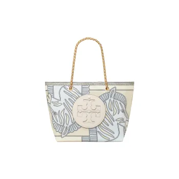 TORY BURCH Ella Recycled Polyester Tote Bag, Shopping Bag, Shoulder Bag, Handbag Women's Blue