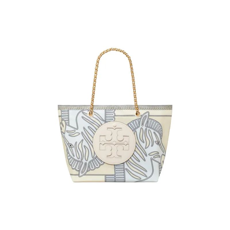 TORY BURCH Ella Recycled Polyester Tote Bag, Shopping Bag, Shoulder Bag, Handbag Women's Blue-0