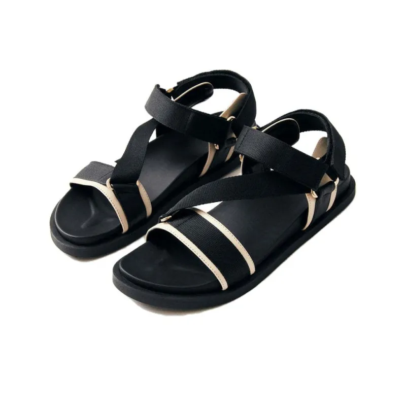 ALOHAS Indigo Strap Sandals Women's Black White-2
