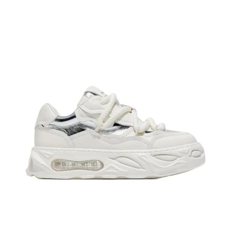 JANE HARLOW Low-Top Chunky Sneakers Women's White Silver-1
