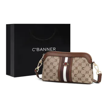 C°BANNER Fabric, Synthetic Leather Shoulder Bag Regular Women's Coffee