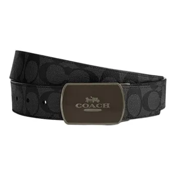 COACH Artificial Leather Cow Leather Leather Belts Unisex Gray Width  3.8CM