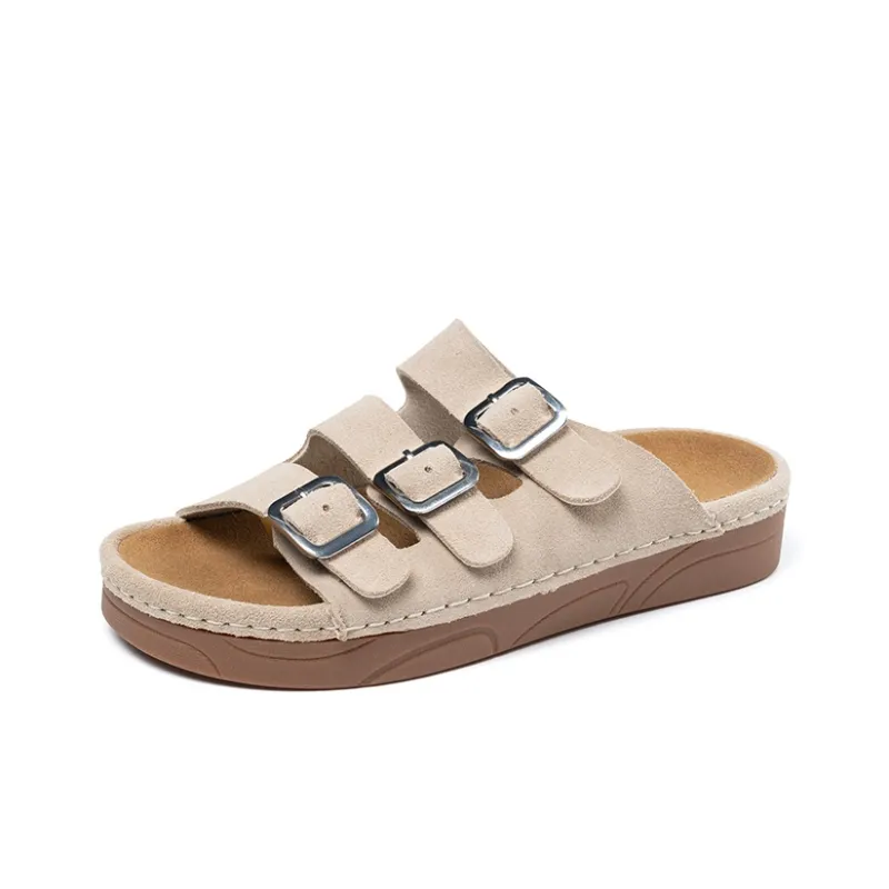 LAORENTOU Rubber Sole Quick Dry Slide Slippers Women's Apricot-1