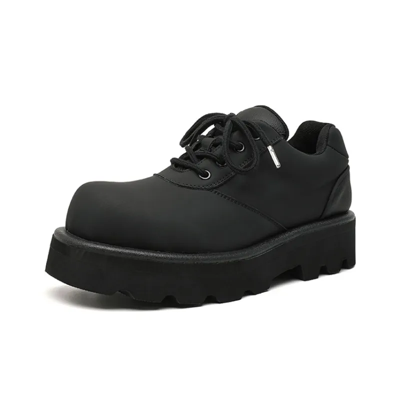 Zuogedu Versatile Derby Shoes With Round Toe Trendy Fashion Casual Shoes Men's Black-1