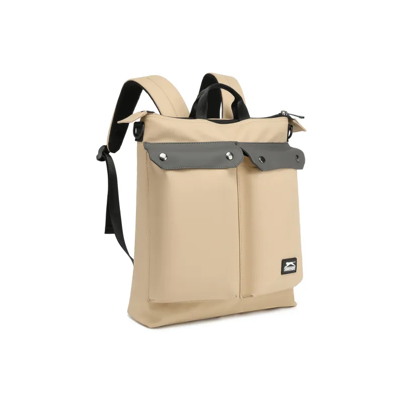 Slazenger Large Capacity Water-Repellent PU Backpack Unisex Vintage Gray/Khaki-7