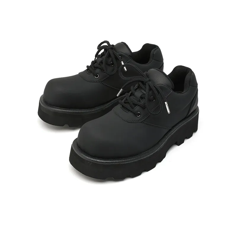 Zuogedu Versatile Derby Shoes With Round Toe Trendy Fashion Casual Shoes Men's Black-2