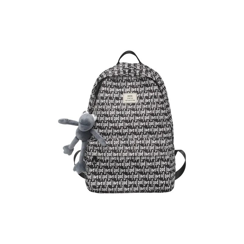 Huangmu Backpacks Black Large Size With Charm-0