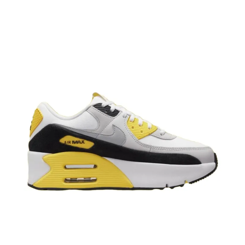 Nike Air Max 90 Anti Slip Wear Resistant Low Top Casual Shoes Women's White Yellow-1