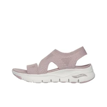 Skechers Arch Fit Strap Sandals Wedge Heel Women's Pink Brown