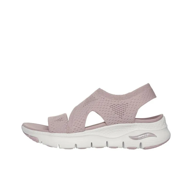 Skechers Arch Fit Strap Sandals Wedge Heel Women's Pink Brown-0