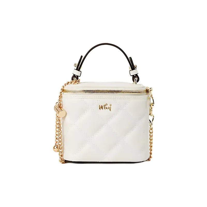 Why Cow Leather Shoulder Bag, Crossbody Bag, Handbag Mini Women's White/Black/Hyacinth Purple-0