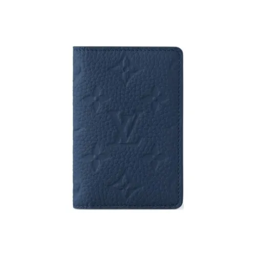 LOUIS VUITTON Leather Card Holder Men's Blue