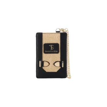 SAMANTHA THAVASA Cotton Synthetic Leather And Polyester Blend Card Holder Women's Black