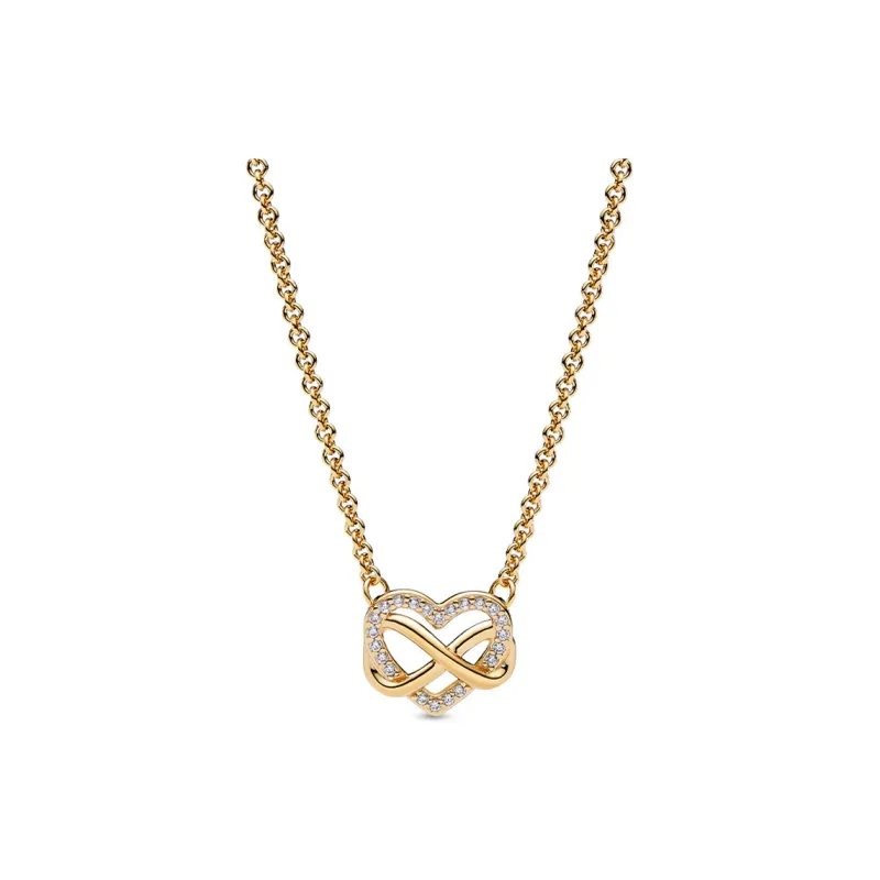 Pandora Synthetic Cubic Zirconia Necklaces Women's Gold-0