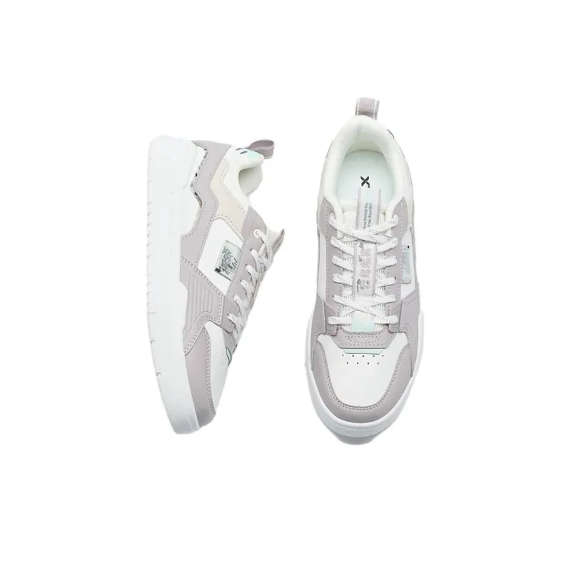 XTEP Spring Festival Collection Slip Resistant Low Top Skateboard Shoes Women's Purple White-3
