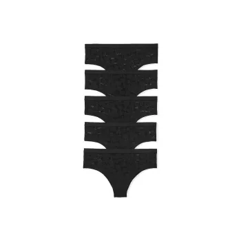 Victoria's Secret PINK 5-PACK LACE CHEEKY PANTIES / Pure Black Underpants Women's 5 Pack Pure Black