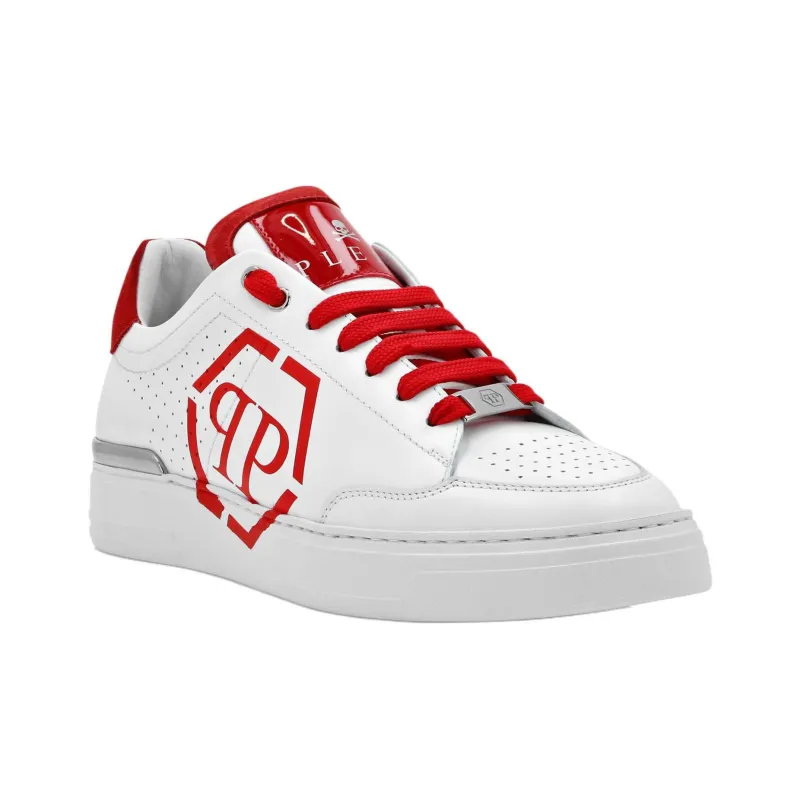 PHILIPP PLEIN Hexagon Low Top Skateboard Shoes Men's Red-2