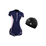 Blue Swimsuit+Black Swimming Cap
