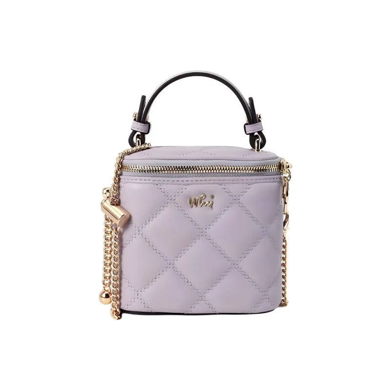 Why Cow Leather Shoulder Bag, Crossbody Bag, Handbag Mini Women's White/Black/Hyacinth Purple-13