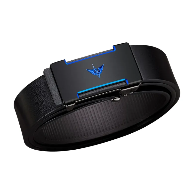 WilliamPOLO Cow Leather Leather Belts Men's Blue 3.4cm Wide-2
