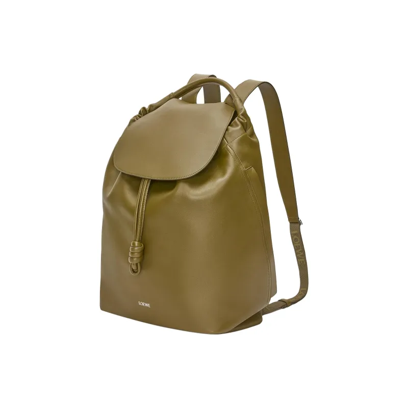 LOEWE Flamenco Shiny Soft Cow Leather Backpack Men's Olive-1
