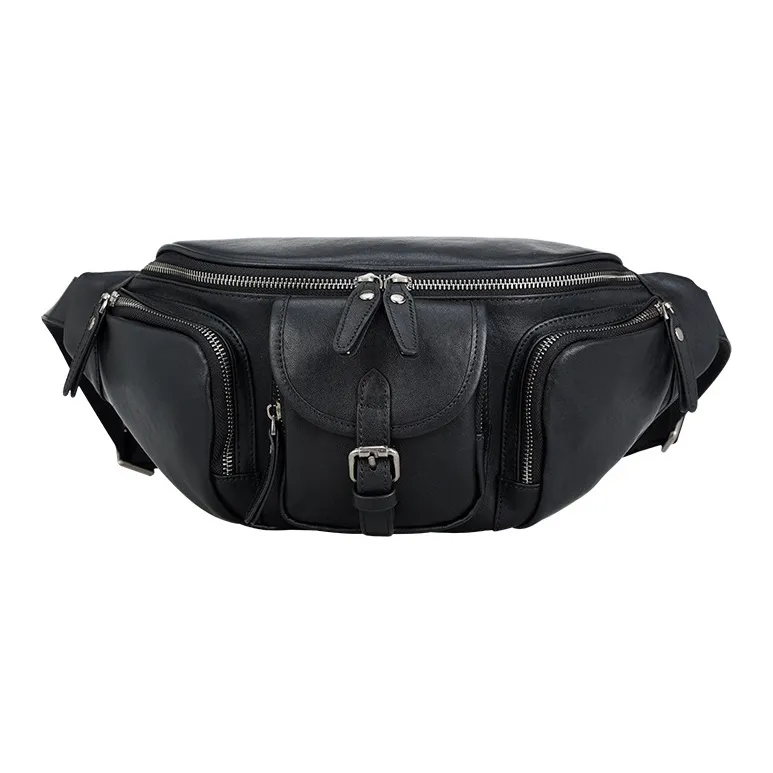 DOSRFINI Top Layer Vegetable Tanned Genuine Leather Crossbody Sling Bag Regular Men's Black-2