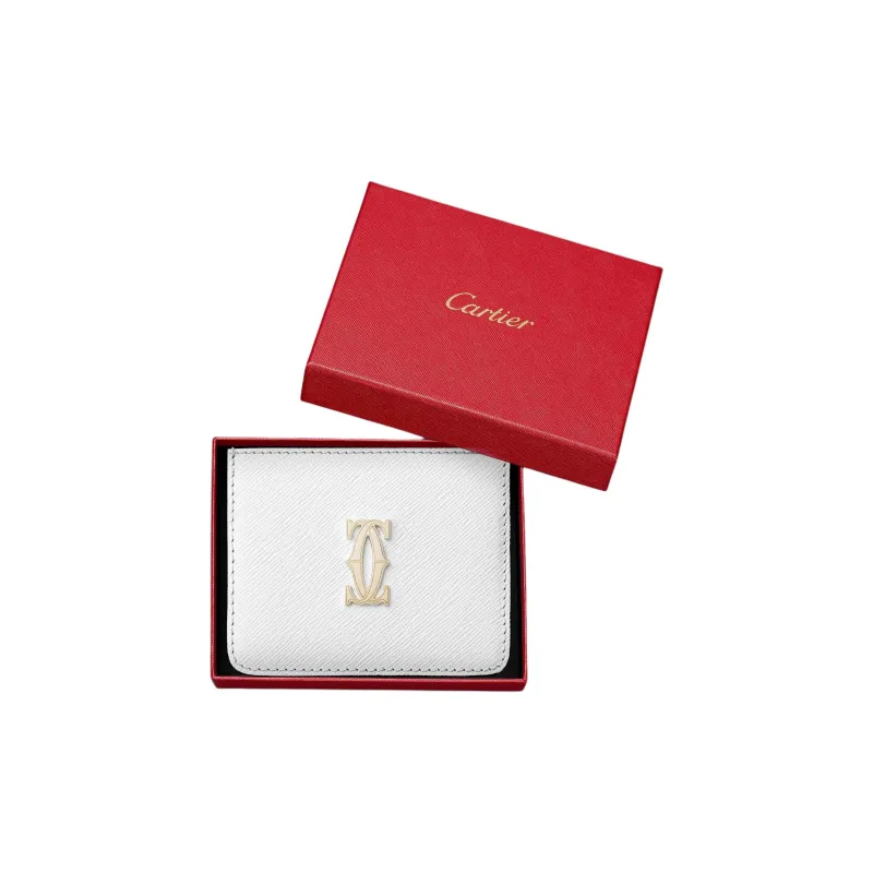 CARTIER C De Cartier Collection Calfskin Card Holder Women's Bright White-2