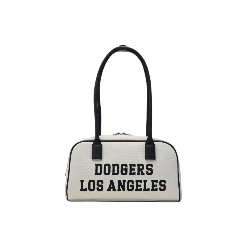 MLB Artificial Leather Shoulder Bag Shoulder Bag Toast Bowling Bag Unisex Cream White-0