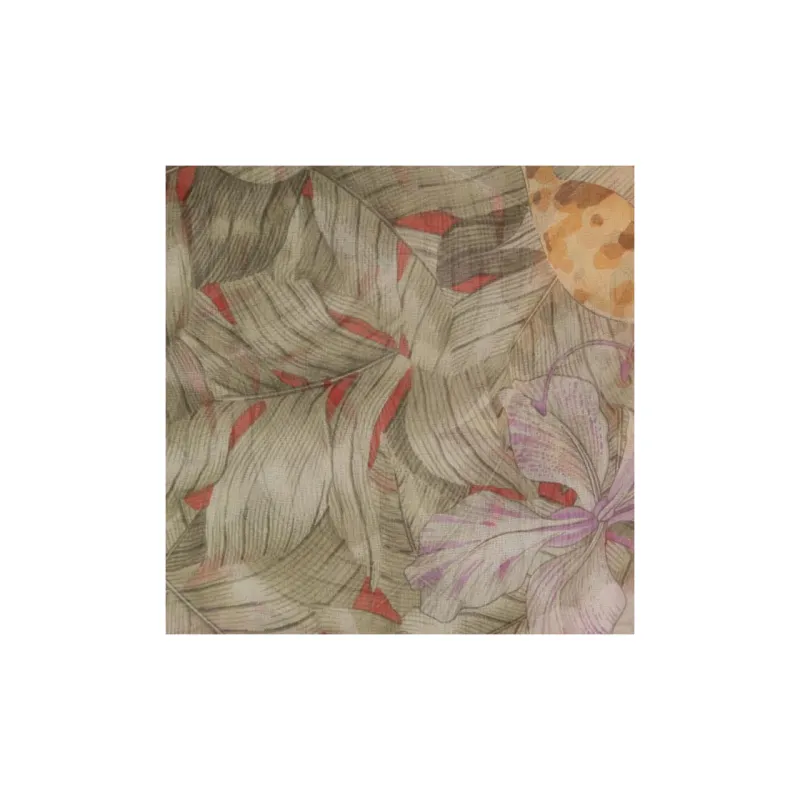 GUCCI Leaf-print Chiffon Silk Scarf-1