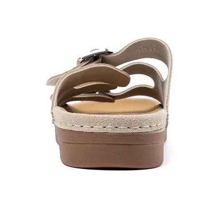 LAORENTOU Rubber Sole Quick Dry Slide Slippers Women's Apricot-3
