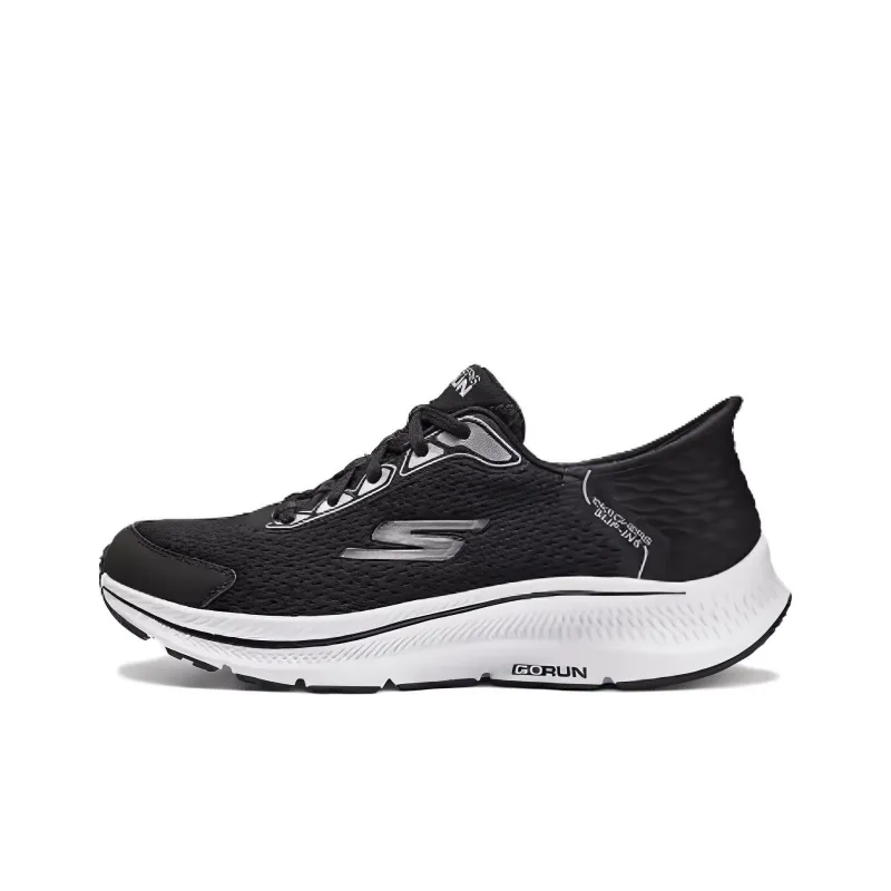 Skechers Cushioning Wear Resistant Low Top Running Shoes Men's Black White-0