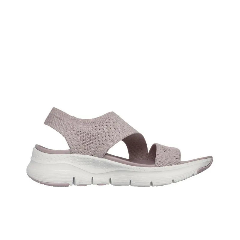 Skechers Arch Fit Strap Sandals Wedge Heel Women's Pink Brown-1