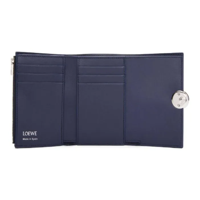 LOEWE Calfskin Wallet Small Size Women's Dark Blue-3