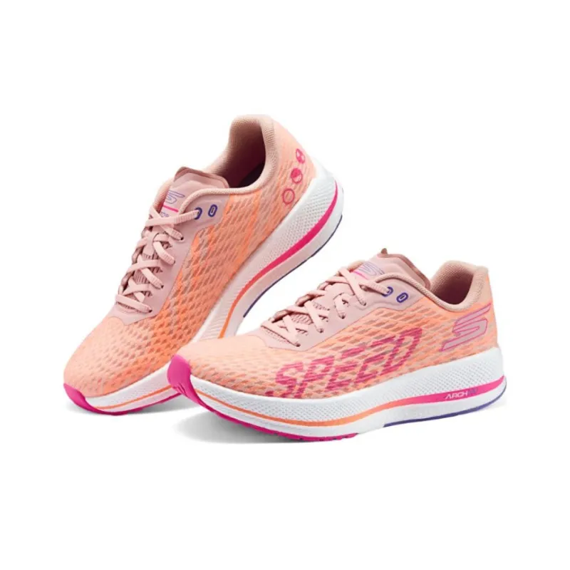 Skechers Go Run Razor 4 Cushioning Support Low Top Casual Running Shoes Women's Pink White-2