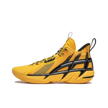 LiNing Anti five 4 Cushioned Wear Resistant Breathable Mid Top Basketball Shoes Men's Yellow