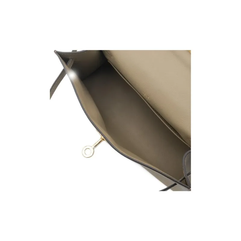 HERMES Mini Kelly Swift Leather Kelly Bag Handbags Women's 8Q Marfa Beige-5