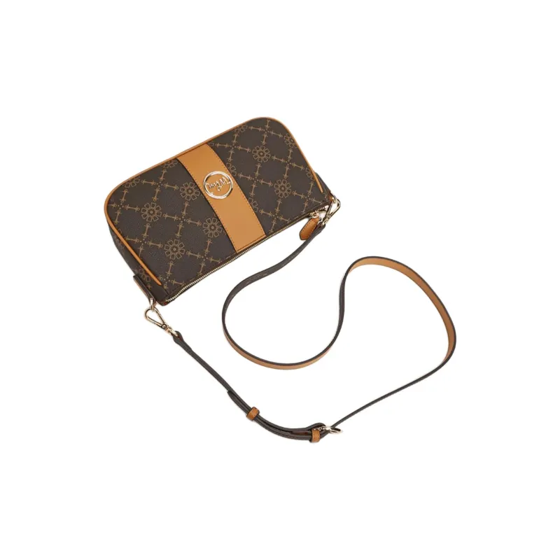 Why Artificial Leather Underarm Shoulder Bag Medium Size Women's Coffee/Ecru-4