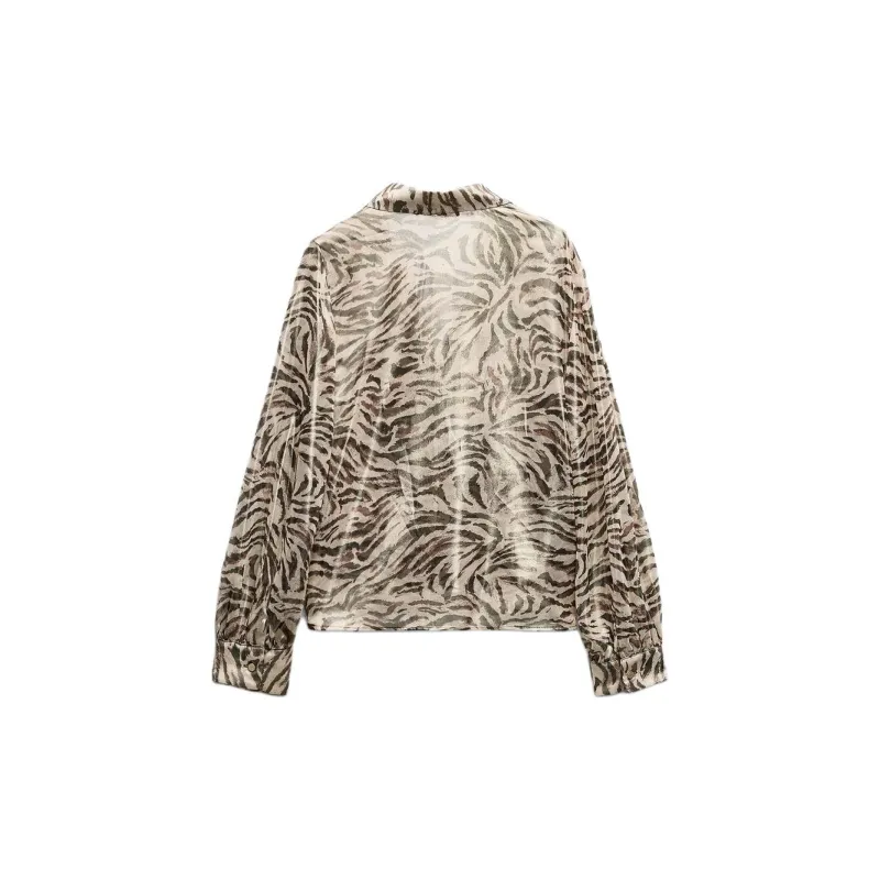 ZARA Shirt Women's Animal Print-1
