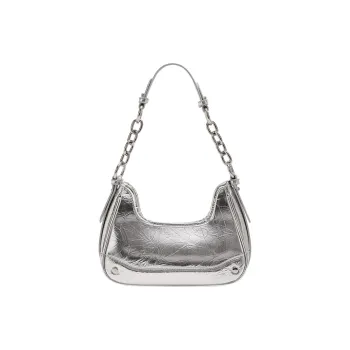 TTaG．baG Microfiber Leather Crossbody Bag, Shoulder Bag Women's Silver/Black
