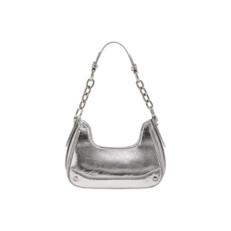 TTaG．baG Microfiber Leather Crossbody Bag, Shoulder Bag Women's Silver/Black-0